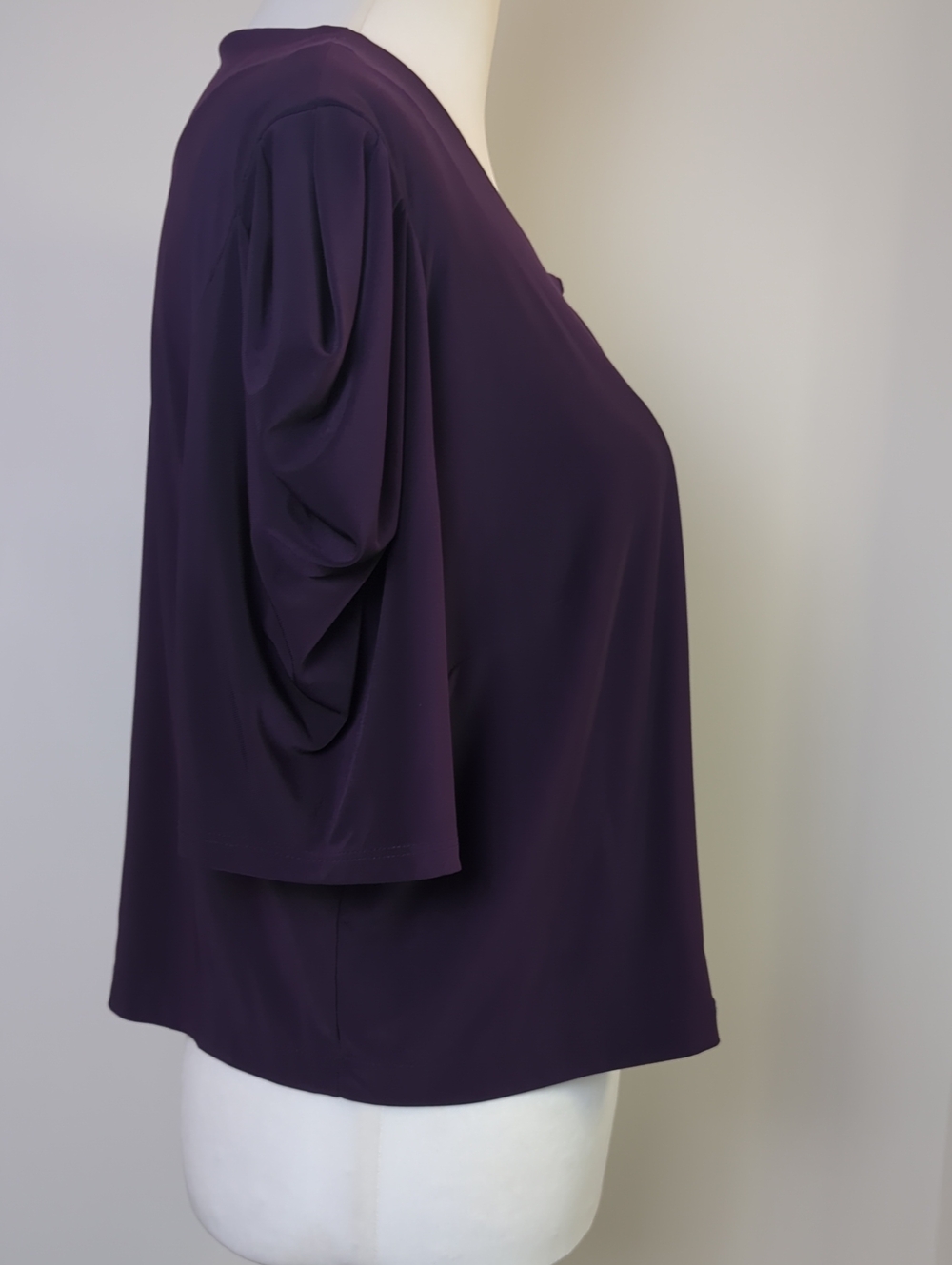 Dressbarn Purple Open Front Cropped Shrug Cardigan Short Sleeve SIZE 12 - Picture 6 of 11